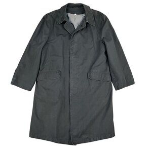 Vintage Larini Mens Water Repellent Black Trench Coat Sz 36S